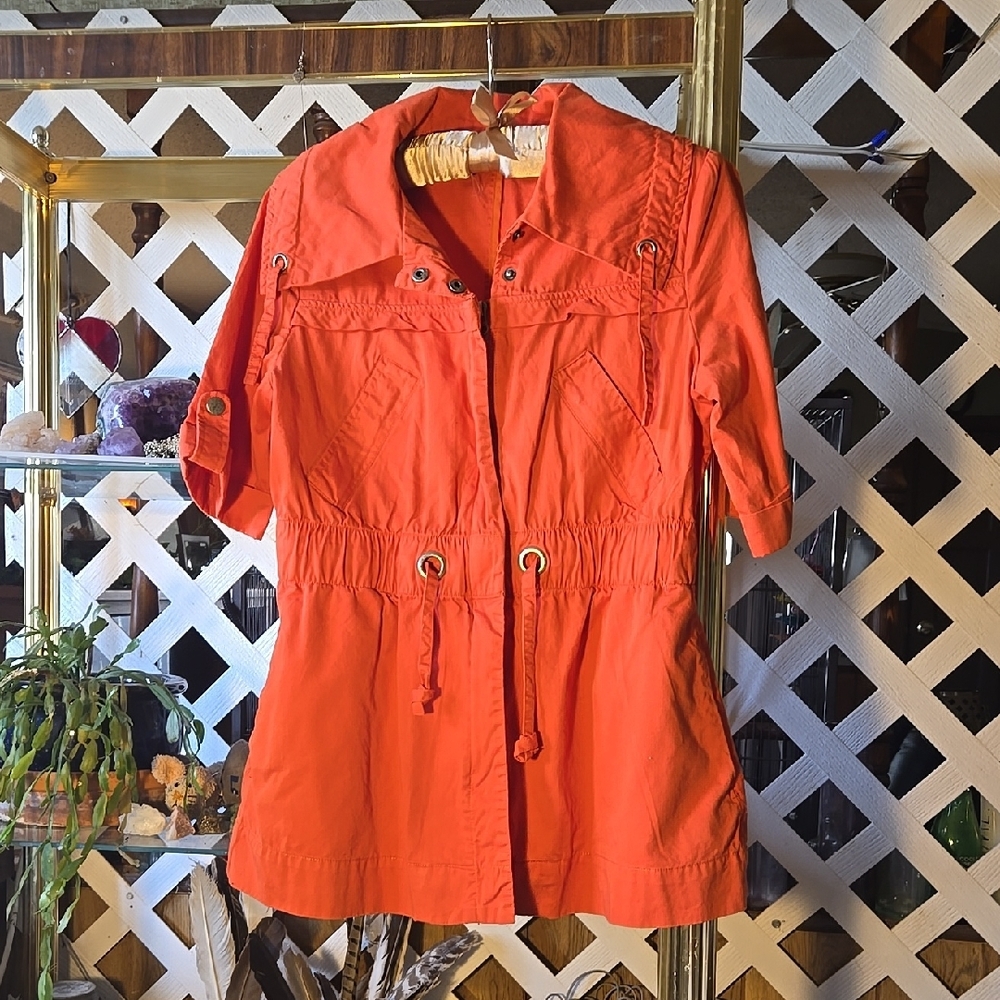 Women's Orange Utility Zip Up Light Weigh  Jacket Size Small-FC